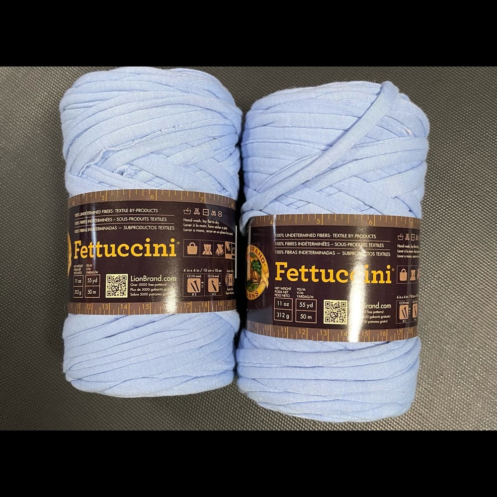 Two skeins Lion brand Fettuccini T-shirt yarn